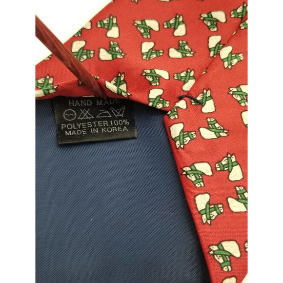 Man Road Mens Neck Tie Horse Head Red Green Polyester Handmade Equestrian - Picture 4 of 5